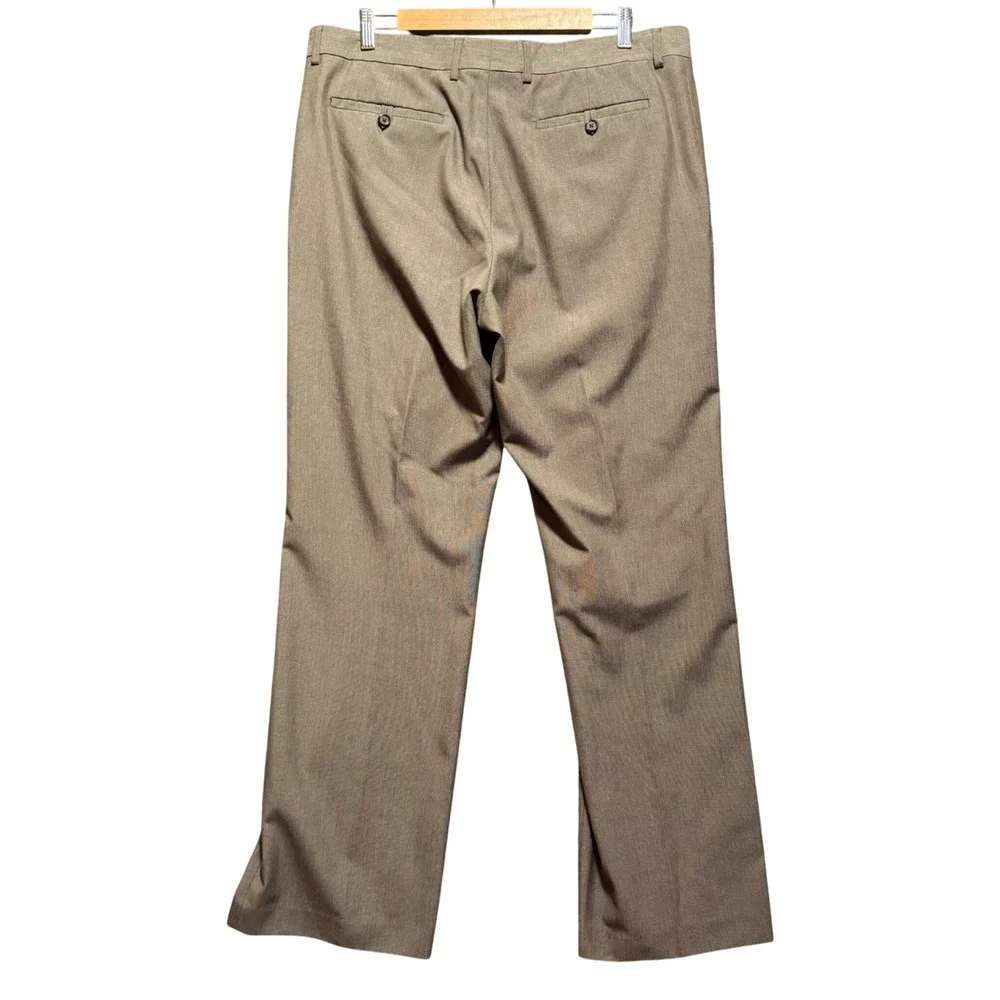 Banana Republic Dress Pants 36x32 Mens Taupe Brown Micro Check Straight‎ Slacks